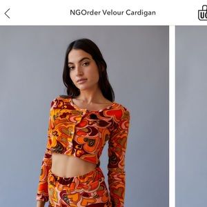 UO Orange Retro Velour Top